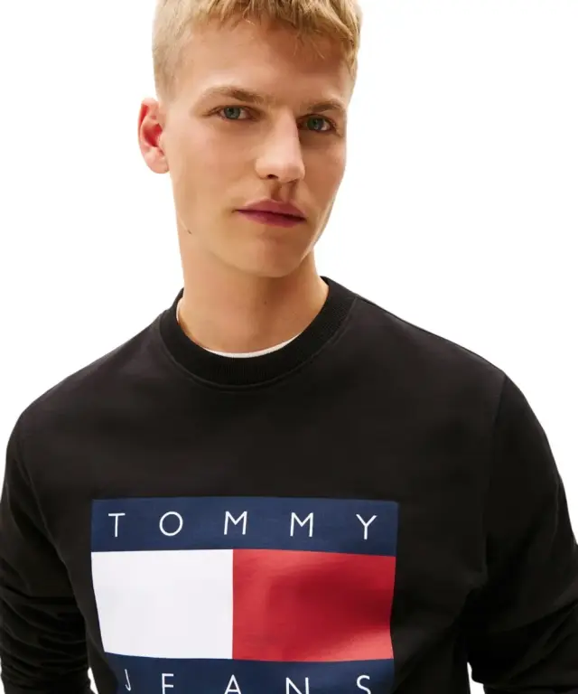 Tommy Hilfiger - Ανδρικό Φούτερ Big Flag Regular Fit DM0DM22643-BDS Μαύρο 2