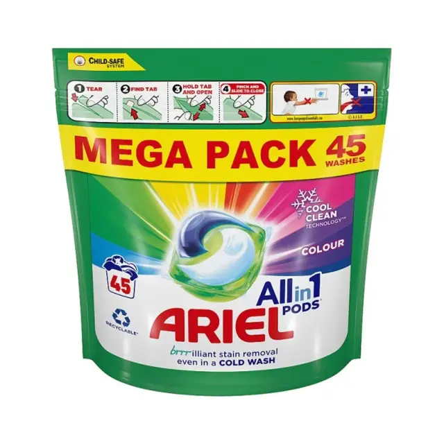ARIEL Ταμπλέτες Πλυντηρίου All in 1 Color 45ΤΕΜ
