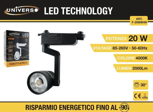 UNIVERSO LED Φωτιστικό Οροφής F-20W8HN 20W 4000K 1800LM Μαύρο Χρώμα