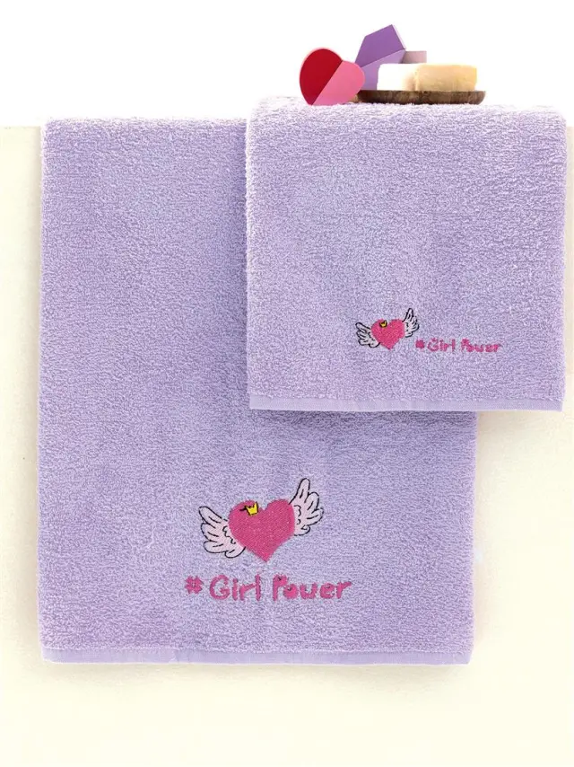 Πετσέτες Παιδικές Σετ 2 Τεμ 40x70-70x140 380gsm Palamaiki Girlpo Lilac 100% βαμβακερό