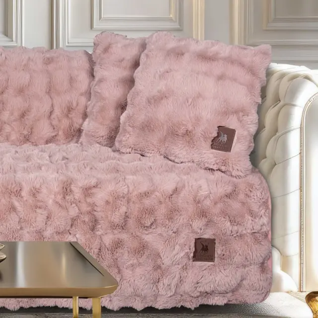 Ριχτάρι Τριθέσιο 180x300 Velvet Premium Greenwich Polo Club 3945 Nude 100% Πολυέστερ 2