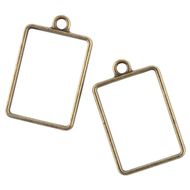 Μεταλλικό Κρεμαστό Open Back - Rectangle - 33.5x21x3.5mm - Antique Bronze - 4τεμ