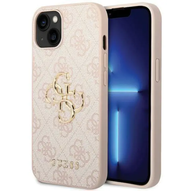 Guess Metal Logo Back Cover Πλαστικό Ροζ (iPhone 15)