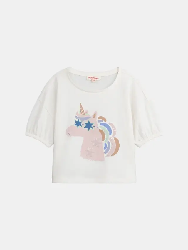 Παιδική Μπλούζα για Κορίτσια Puff Unicorn ΛΕΥΚΟ
