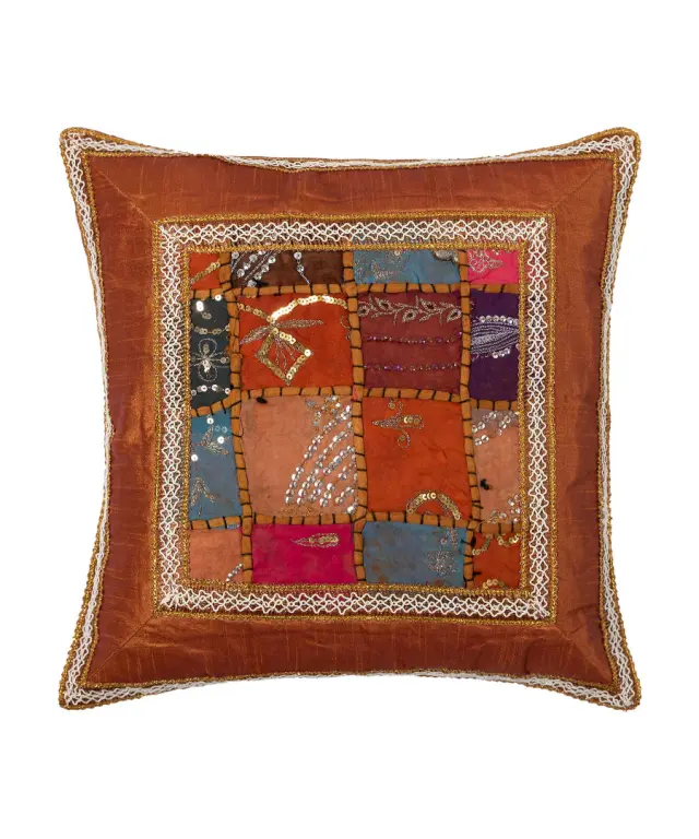 Μαξιλαροθήκη antic με φάσα (40cm x 40cm) καφέ -