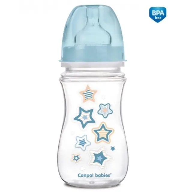 Μπιμπερό με Φαρδύ Λαιμό Κατά των Κολικών 240ml 3-6m Easy Start Canpol Blue 35/217