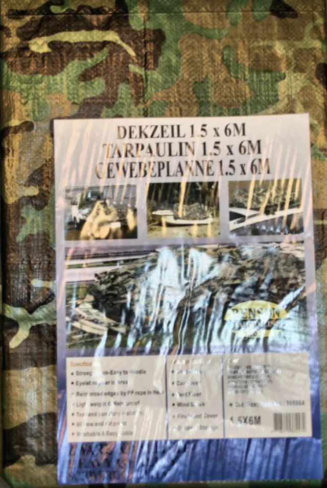 Tarpaulin 1.5 x 6 m army heavy