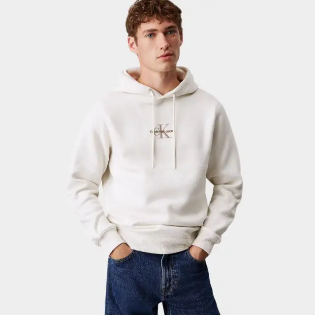 Calvin Klein - Fleece Monogram Φούτερ J30J325629-YBI Εκρού - XL