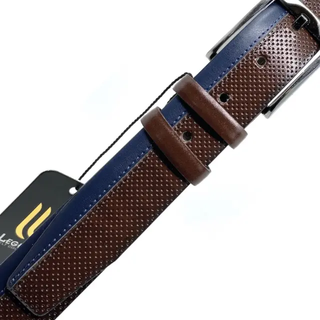 Καφέ με Μπλε Ζώνη P.U. Leather 3,5 cm - 135cm 3