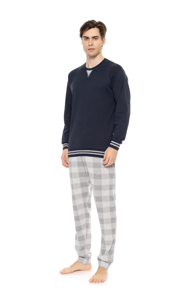 W-M722 - Yacht Blue - PYJAMA JACQUARD GREY PLAID - L 2