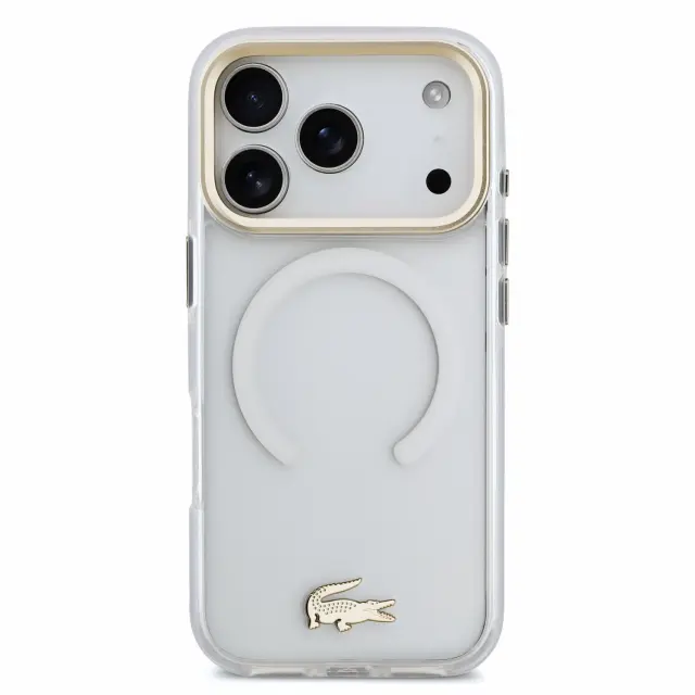 Lacoste PC/TPU Frosted Finish Gold Logo MagSafe Case for iPhone 18 Pro Transparent 3