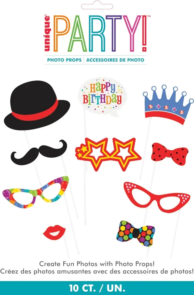 Σετ Φωτογραφικού Θαλάμου Confetti Birthday Photo Booth Props / 10 τμχ
