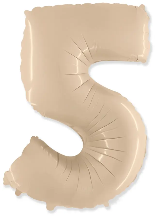 Μπαλόνι Σχήμα Νούμερο 5 Ιβουάρ - Satin Cream / 90 εκ ύψος - Ασυσκεύαστο