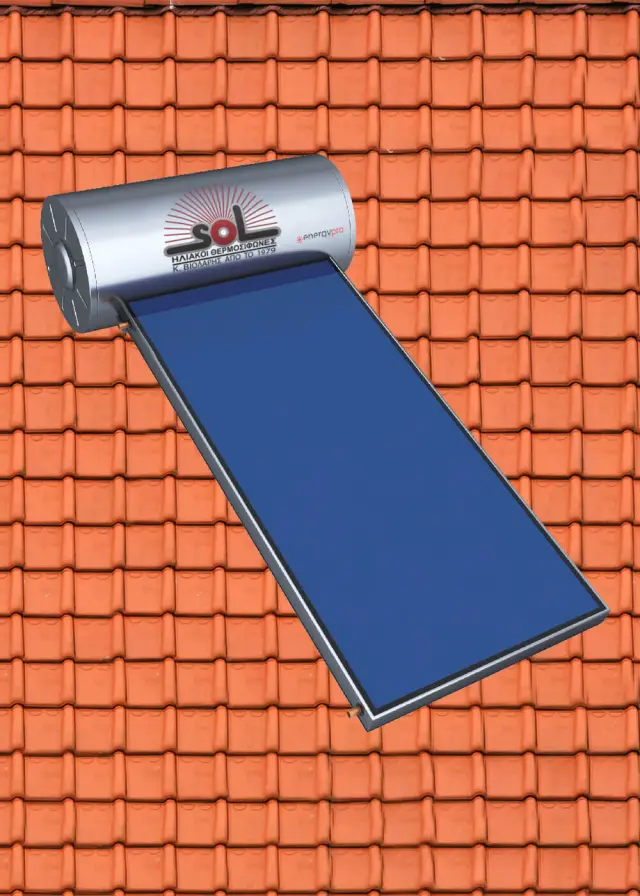 Ηλιακός Θερμοσίφωνας SOL-Violaris EnergyPro 100lt/1.5m² Glass/Ral Επιλεκτικός Τιτανίου FULL PLATE (Ενιαίο Πάνελ) Διπλής Ενέργειας Κεραμοσκεπής