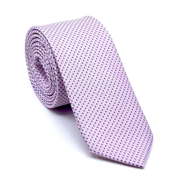 Γραβάτα Microfiber σε Ροζ Μοτίβο Σετ με Μαντηλάκι