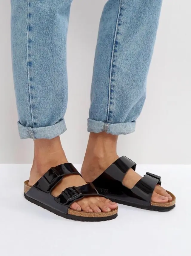 Birkenstock Πέδιλα Γυναικείο Birko-Flor Patent(Ανθεκτικό Υλικό Της Birkenstock-Επιτρέπει Την Επαφή Με Το Νερό) Μαύρο BIR/ARIZONA 1005292 BLACK - 36 2