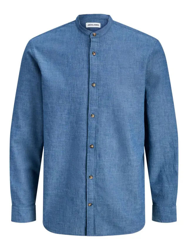 JJESUMMER LINEN BLEND BAND SHIRT L/S SN Navy Blazer