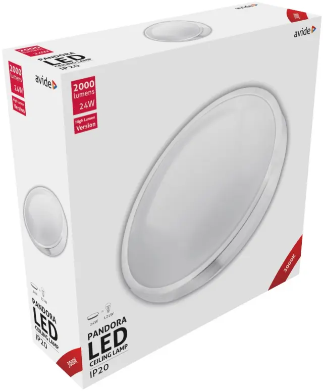 Avide LED Μοντέρνα Πλαφονιέρα Οροφής Pandora (Αλουμίνιο) 24W 380*110.0mm Θερμό 3000K 15.001.0582