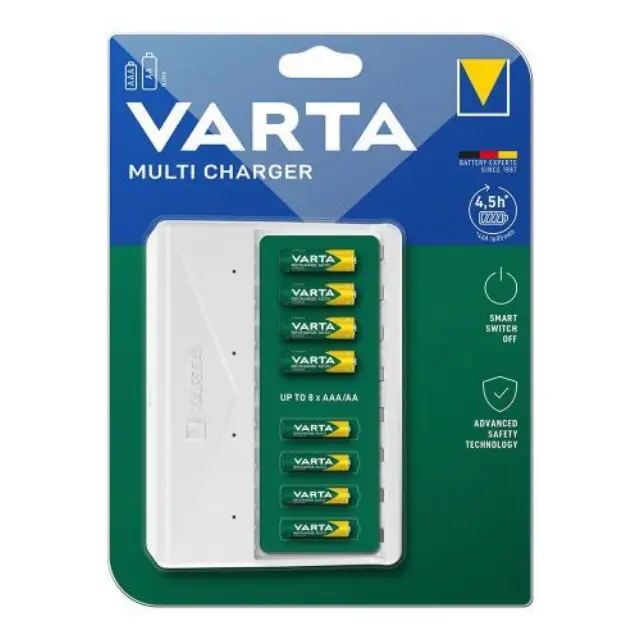 Φορτιστής Μπαταριών Varta Universal έως 8 Μπαταρίες ΑΑ/ΑΑΑ Λευκό N65153