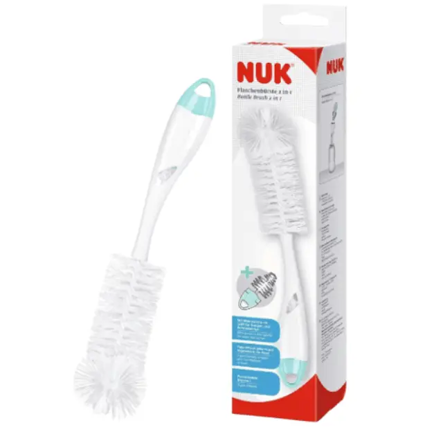 Nuk Βούρτσα Μπιμπερό 2 σε 1 με Σφουγγαράκι – Εργονομική & Πρακτική Λύση Καθαρισμού