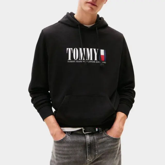 Tommy Hilfiger - Ανδρικό Φούτερ Regular Dna Graphic Hoodie DM0DM22144-BDS Μαύρο - 2XL