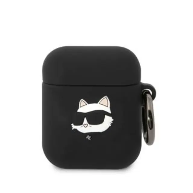 Karl Lagerfeld 3D Logo NFT Choupette Head Silicone Case for AirPods 1/2 Black