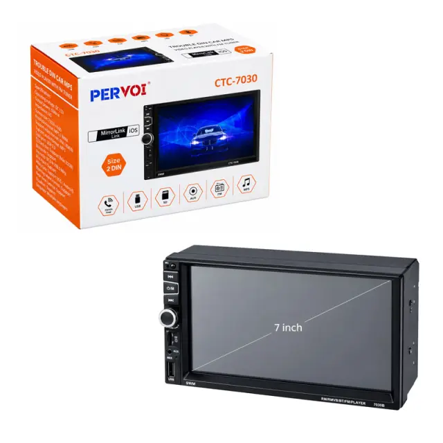 PerVoi Οθόνη αυτοκινήτου 7" HD αφής 2 Din CTC-7030 - Autoradio 2 Din Touch Screen FM USB AUX Bluetooth 68265