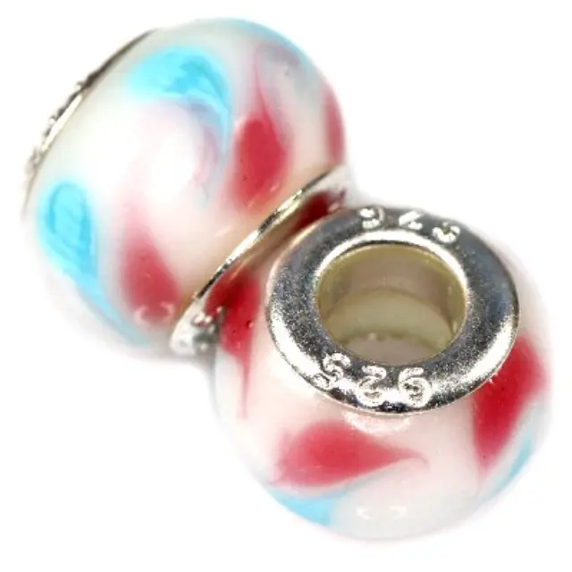 Χάντρα Modular Azure/Rawsberry 9x14mm - 5τεμ