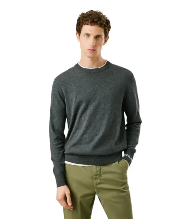 Pepe Jeans - Ανδρικό Πουλόβερ Βαμβακερό Andre Crew Neck PM7000013-963 Γκρι Σκούρο - S