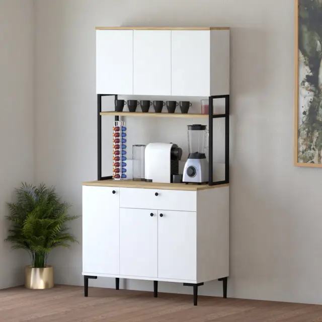 Ντουλάπια κουζίνας Lenner pakoworld λευκό-sonoma 90x45x184εκ 3