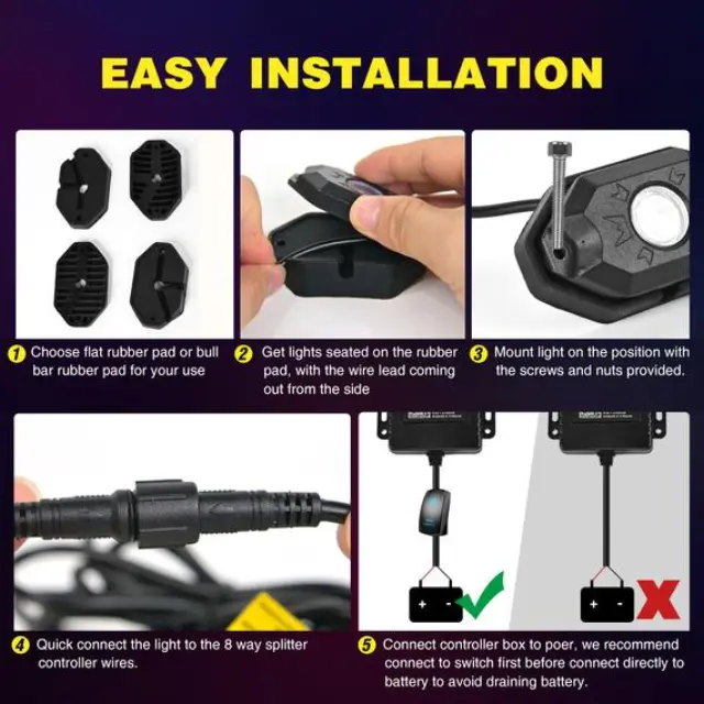 Αδιάβροχο RGB rock lights με bluetooth - 4 σημεία τοποθέτησης 2