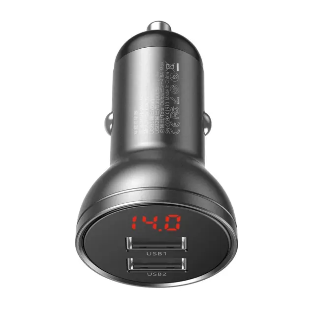Φορτιστής Κινητού Αυτοκινήτου Baseus 2xUSB-A 24W Γκρι