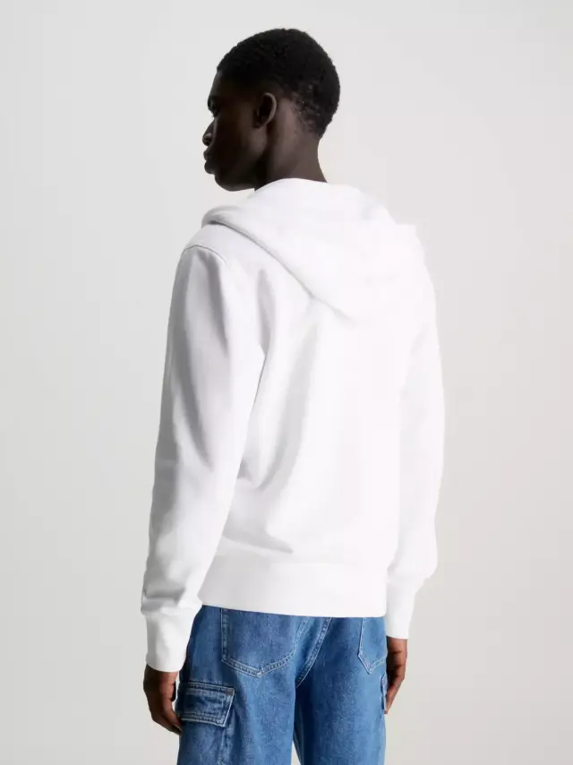 Calvin Klein - Ανδρική Ζακέτα Institutional Zip Through Hood με Φερμουάρ και Κουκούλα Regular Fit J30J325148-YAF Λευκό 2