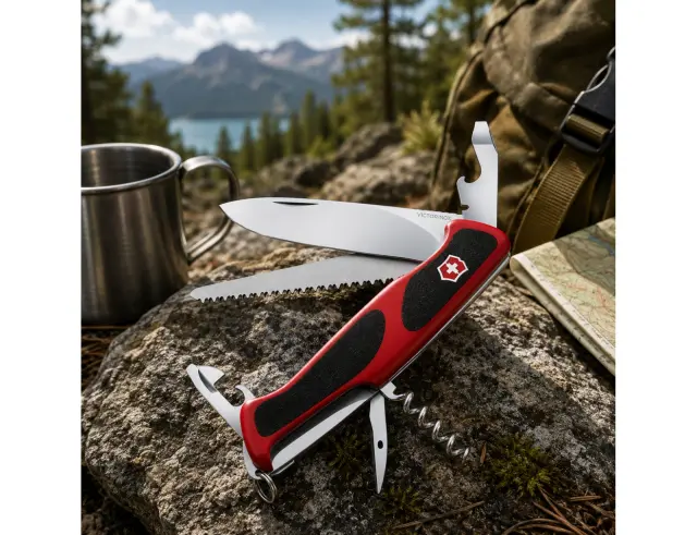 Ελβετικός Σουγιάς Victorinox Ranger 55 Grip με 12 λειτουργίες και μήκος 13cm - Red0.9563.C