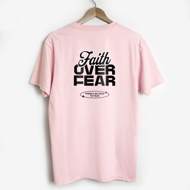 T-shirt Noshame® Ρόζ με τύπωμα Faith over Fear - 122578 - XXL 2