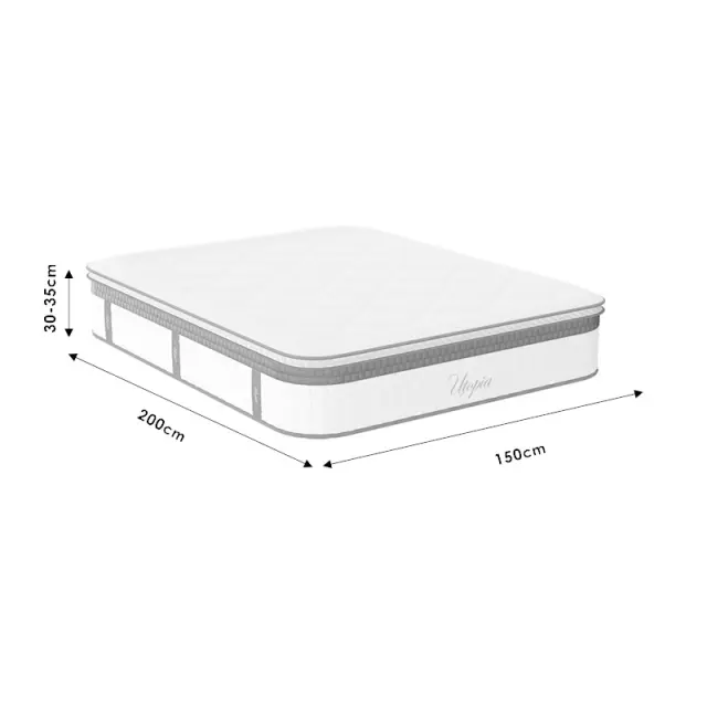 Κρεβάτι με στρώμα Nevil-Utopia pakoworld ύφασμα ανθρακί 150x200εκ 3