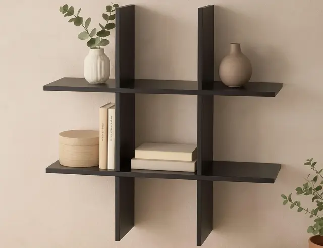 Ραφιέρα Τοίχου με διαστάσεις 55x20x55cm - Black