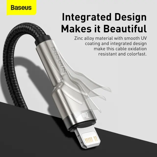 Baseus Cafule Metal Series Data Cable USB-C - Lightning 20W 1m Black 3