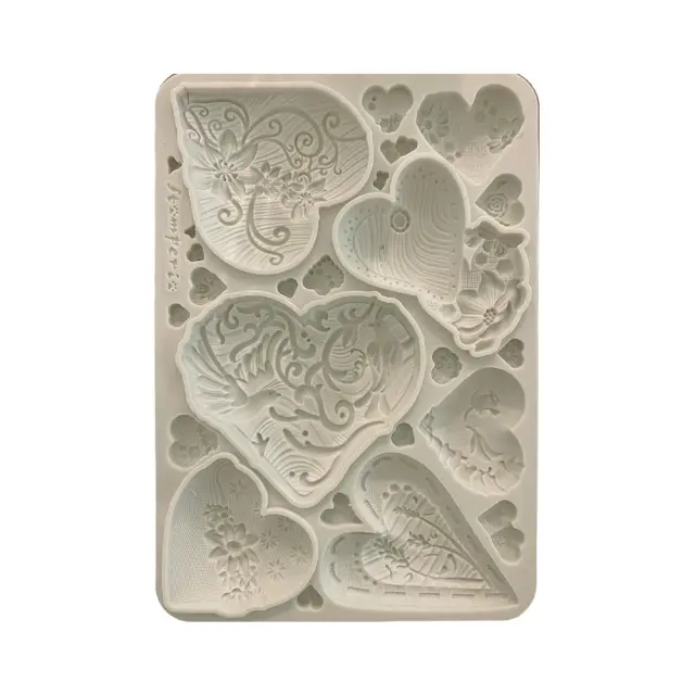 Καλούπι σιλικόνης A5, 15×21cm, Stamperia, Alice in Christmas, Simple Hearts 3