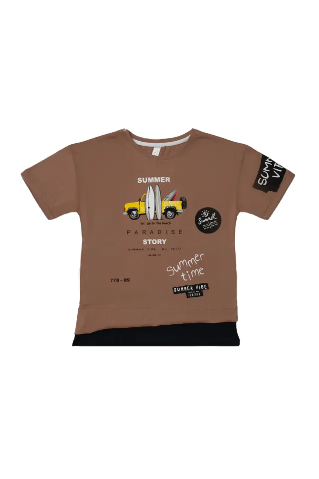 T-Shirt Kid Summer Story Καφέ