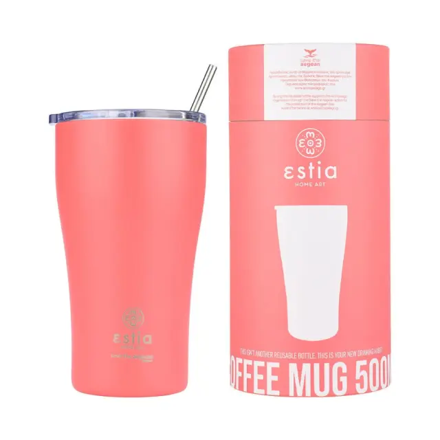 Estia Θερμός Coffee Mug Save The Aegean 500Ml Fusion Coral