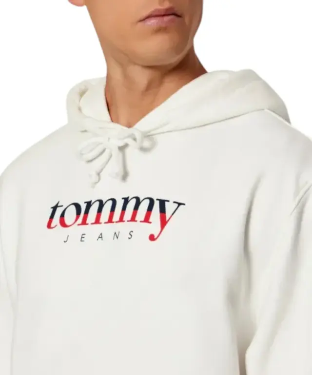 Tommy Hilfiger - Ανδρικό Φούτερ Logo Drawstring Terry Hoodie Regular Fit DM0DM22113-YBL Εκρού 3