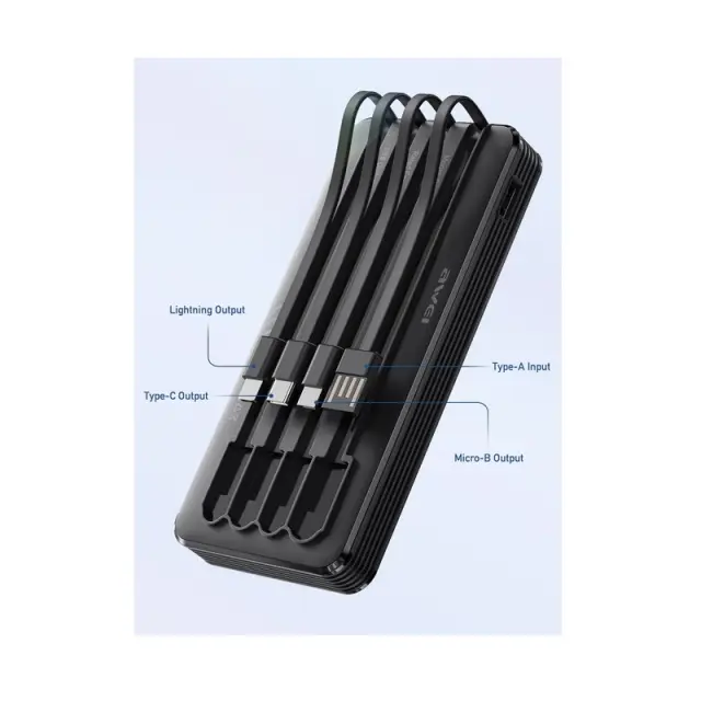 Powerbank - P133K - 10.000mah - 4in1 - AWEI - 048958 - Black 2