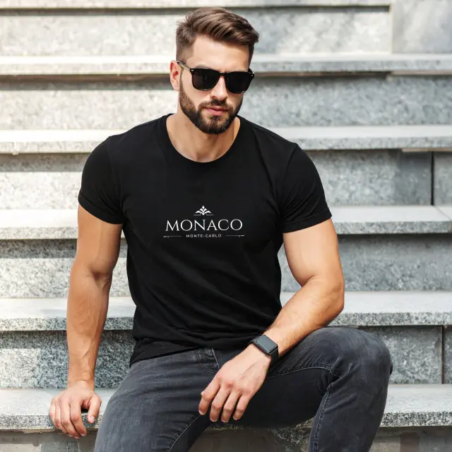 T-shirt Noshame® Μαύρο με τύπωμα Monaco - 122565 - XXL