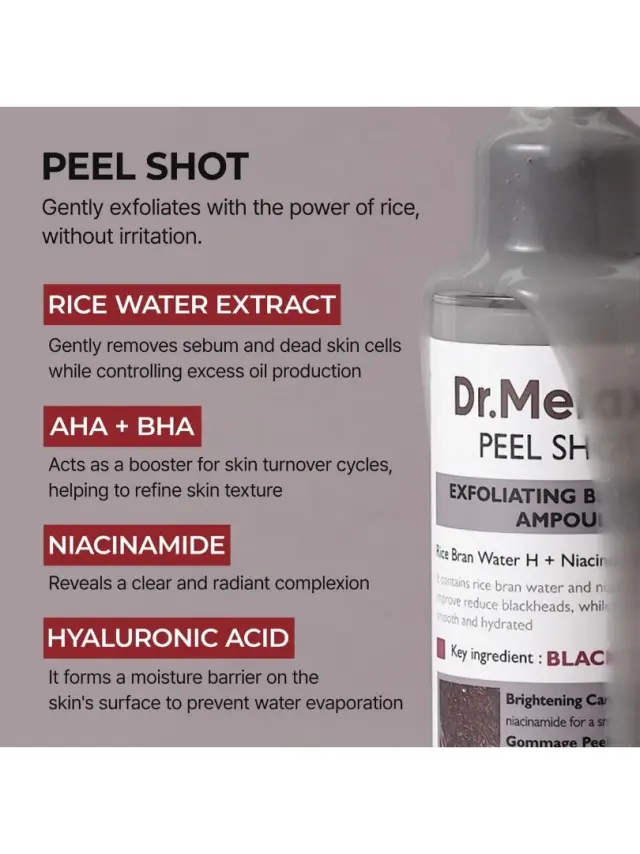 Dr.Melaxin Peel Shot Exfoliating Black Rice Ampoule- Απολεπιστικός Ορός Με Μαύρο Ρύζι 80Ml 3