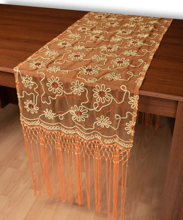 Τούλινη καρέ τραβέρσα 7180 (50cm x 200cm) πορτοκαλί - -
