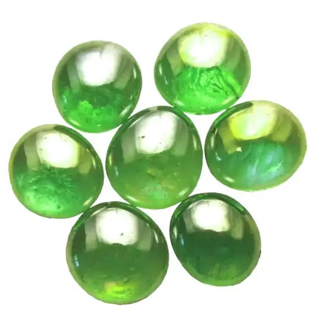 Γυάλινες Πέτρες Καμπουσόν - Green Iridescent - Ø15-20mm - 100gr