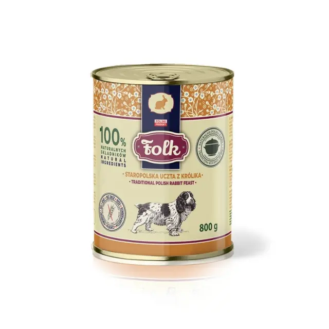 FOLK Traditional polish rabbit feast - wet dog food - 800g
