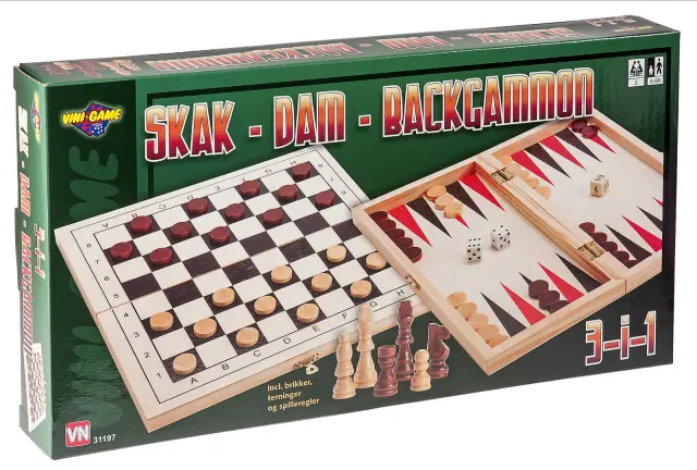 Vini Game - 3-in-1 Chess Checkers AND Backgammon 31197