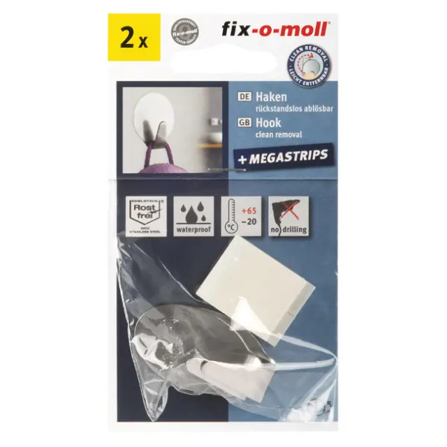 Γάντζος Ανοξείδωτος Οβάλ 39x25mm 2Τμχ+Megastrips 2